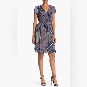 NWT Papillon “Ditsy” Floral Wrap Dress w/ Ruffled Capped Sleeves